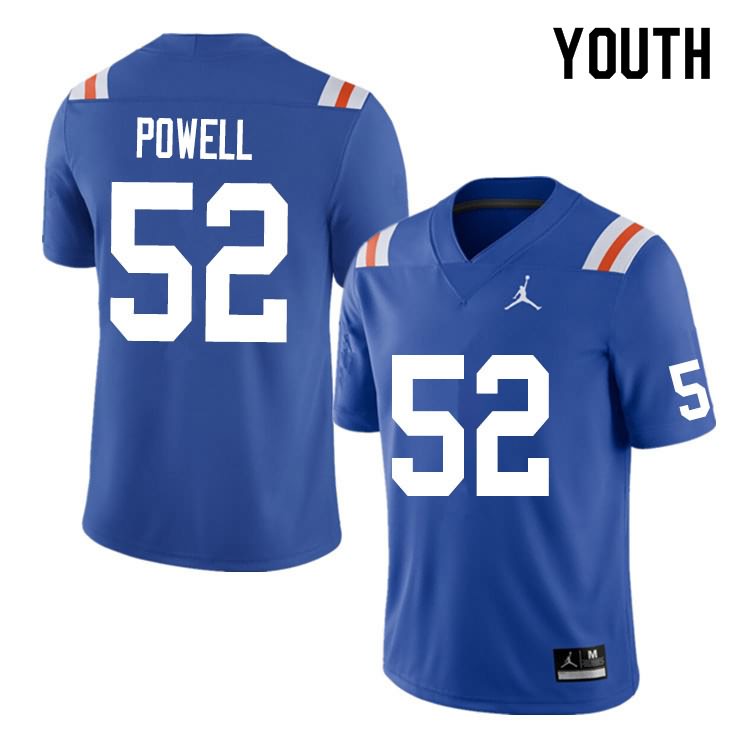 Youth NCAA Florida Gators Antwuan Powell #52 Stitched Authentic Nike Blue Throwback College Football Jersey UEH4665FS